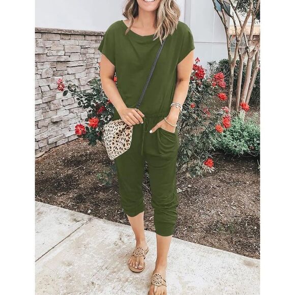 NEW Loose Off Shoulder Elastic Waist Stretchy Long Jumpsuit 2X - Picture 6 of 7